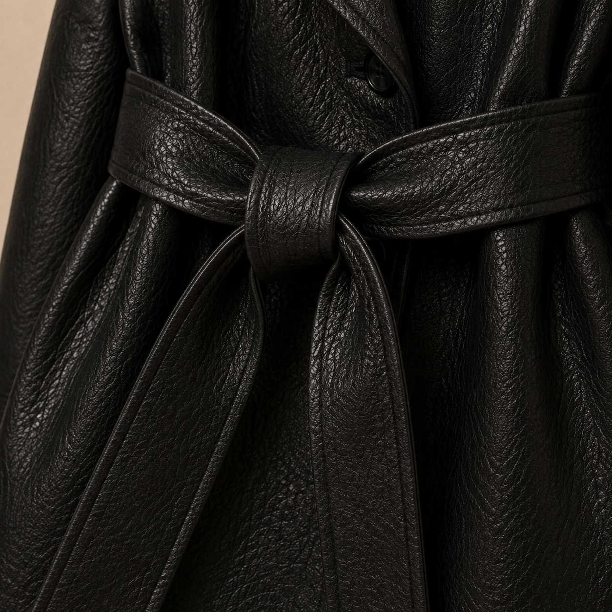 Płaszcz Noir Leather – czarny - obrazek 2