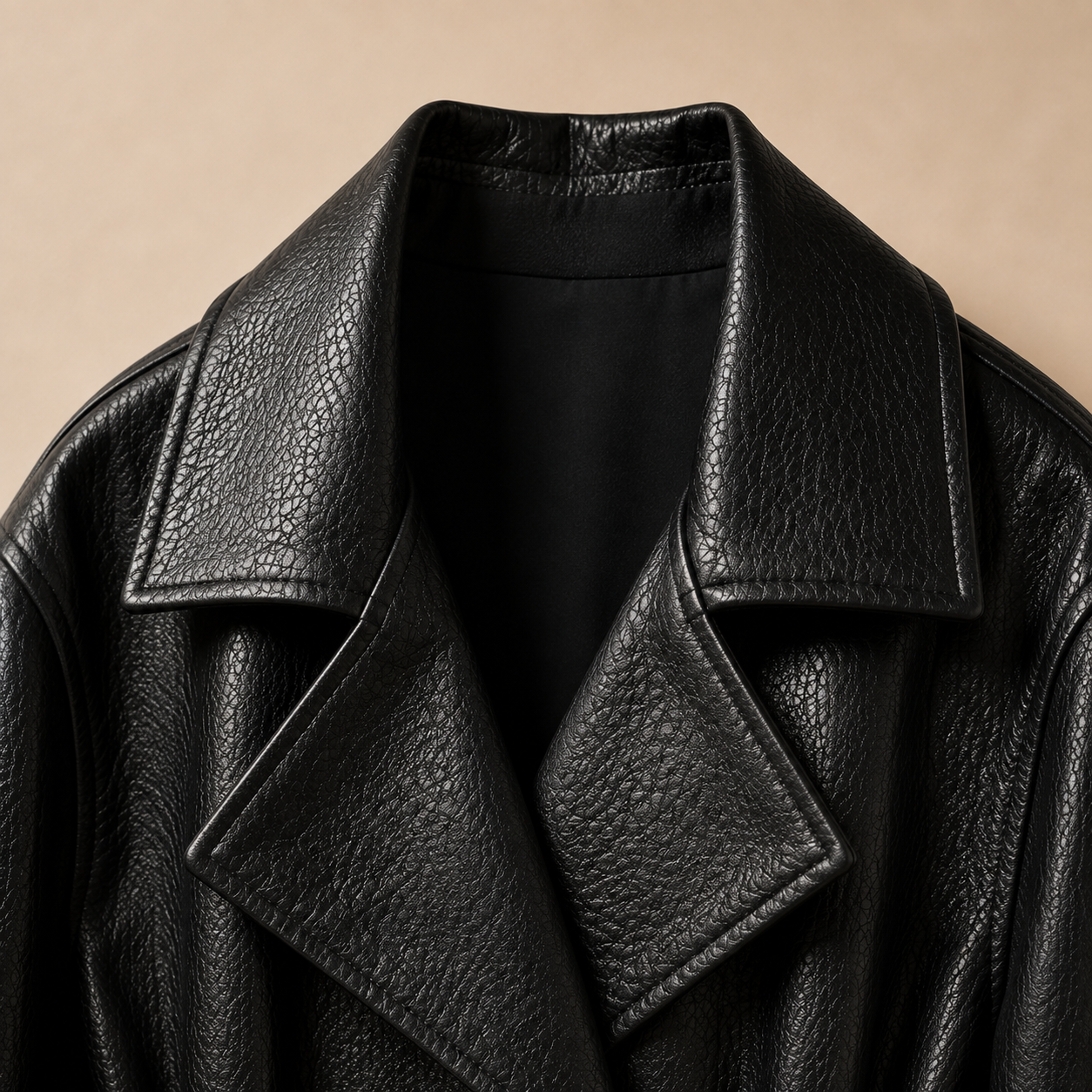 Płaszcz Noir Leather – czarny - obrazek 4