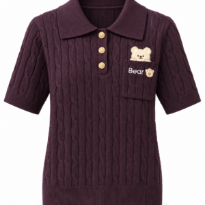 Sweter polo Bear – śliwkowy