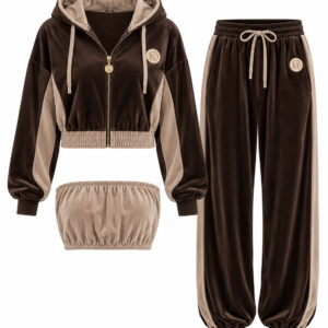 Komplet welurowy Chocolate & Beige